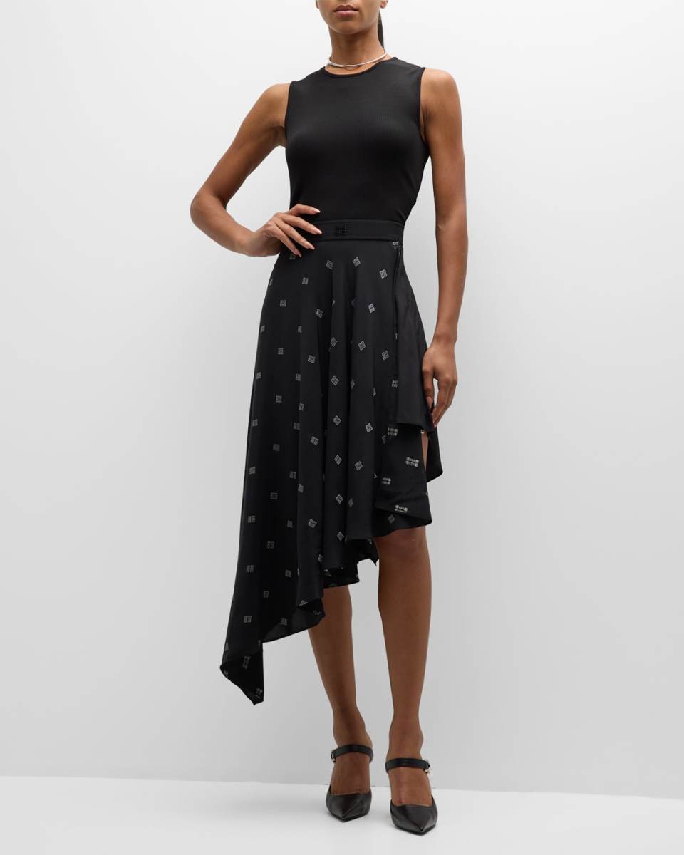 Asymmetric 4G Jacquard Sleeveless Midi Dress